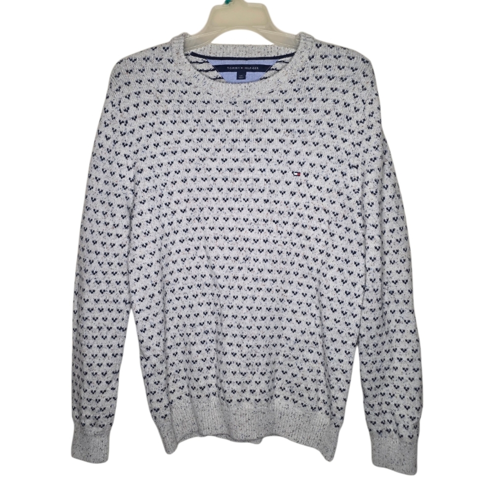 Tommy Hilfiger Crewneck Sweater Speckled V Pattern Size Large